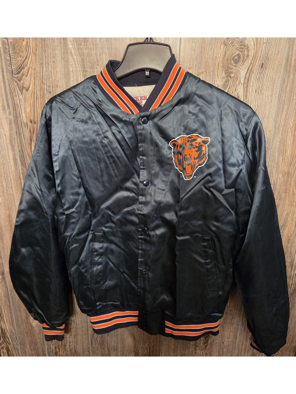 Vintage 1992 Chicago Bears Satin Bomber Jacket Size Lrg Locker Line Made in USA